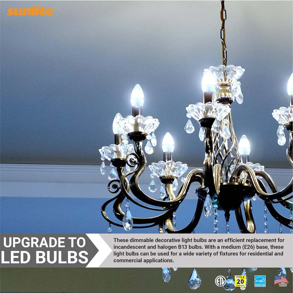 6Pk - Sunlite 7w LED B13 Decorative Chandelier E26 5000K Bulb - 60W Equiv - Image 4