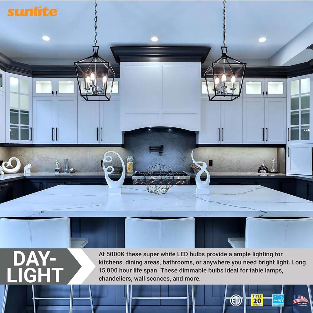6Pk - Sunlite 7w LED B13 Decorative Chandelier E26 5000K Bulb - 60W Equiv - Image 5