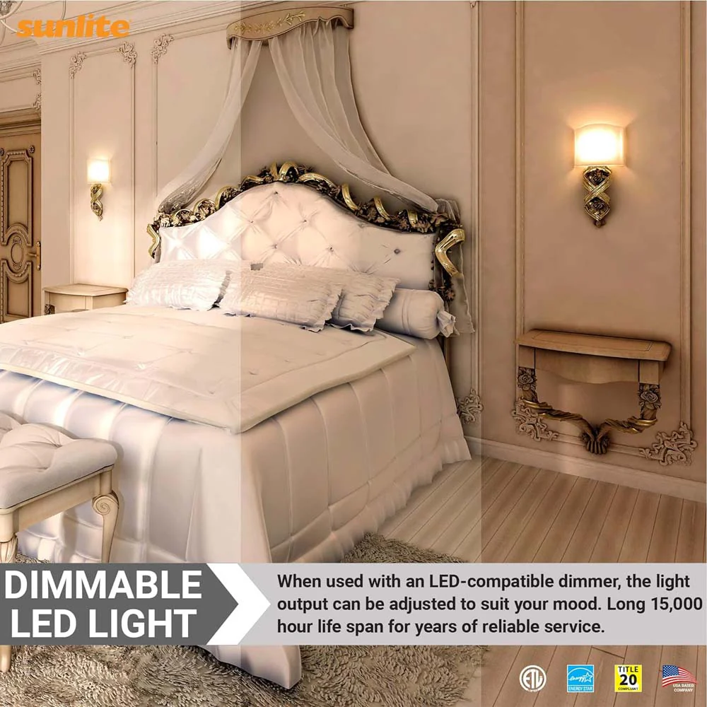 Sunlite 7w LED CA12 Clear Chandelier E26 Base 2700K Bulb - 60W Equiv - Image 5