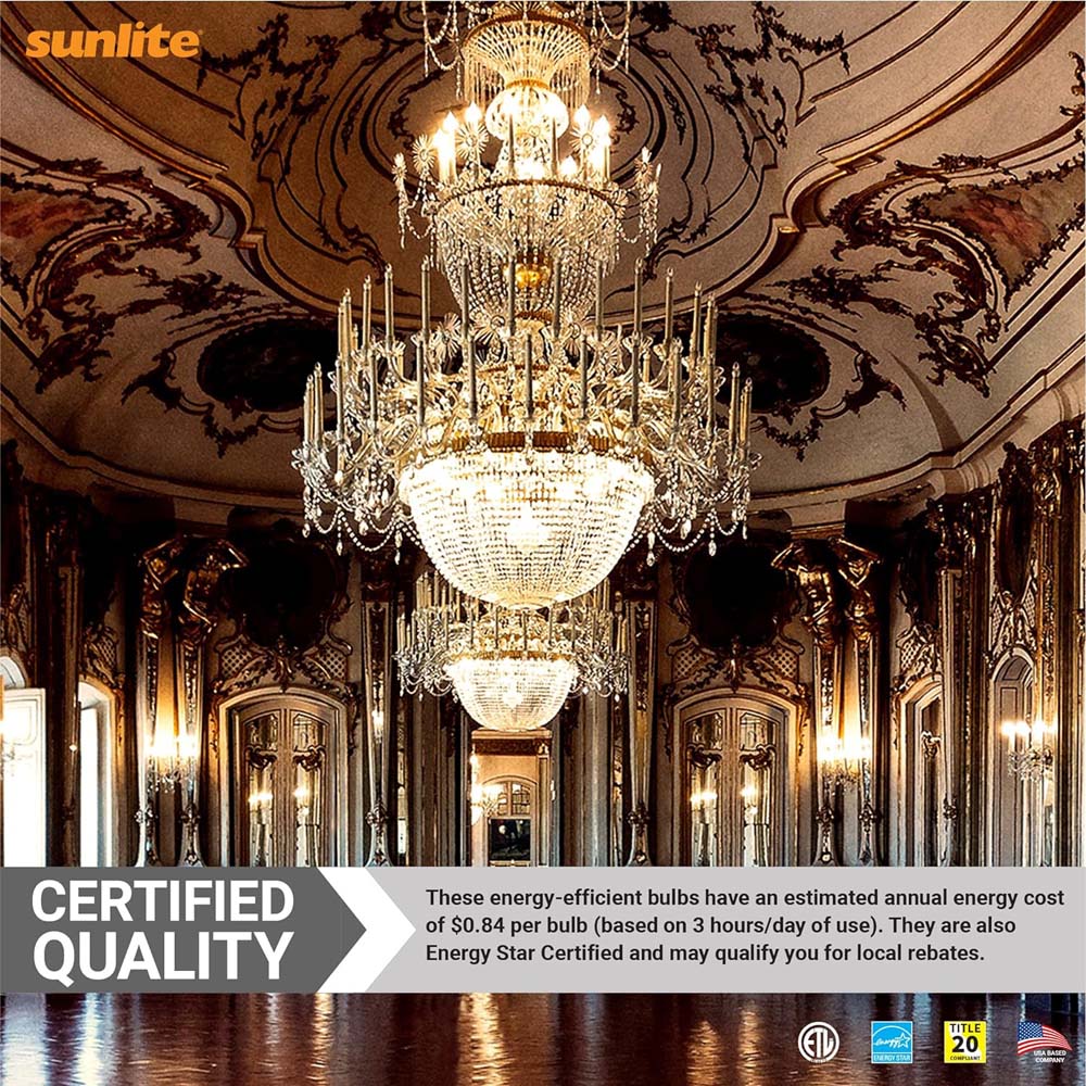 Sunlite 7w LED CA12 Clear Chandelier E26 Base 2700K Bulb - 60W Equiv - Image 6