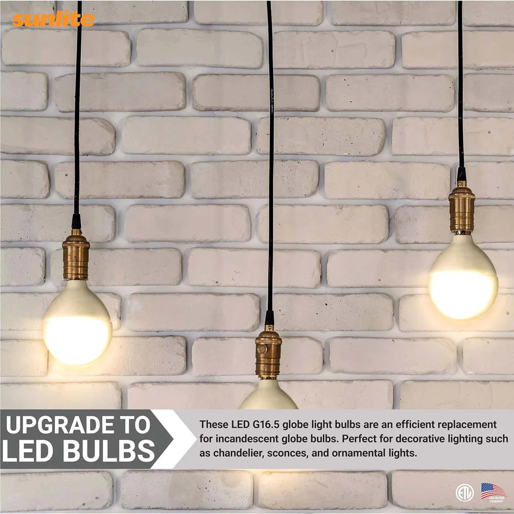 6Pk - Sunlite 7w LED G16.5 Frosted Globe E12 Base 3000K Bulb - 60W Equiv - Image 4