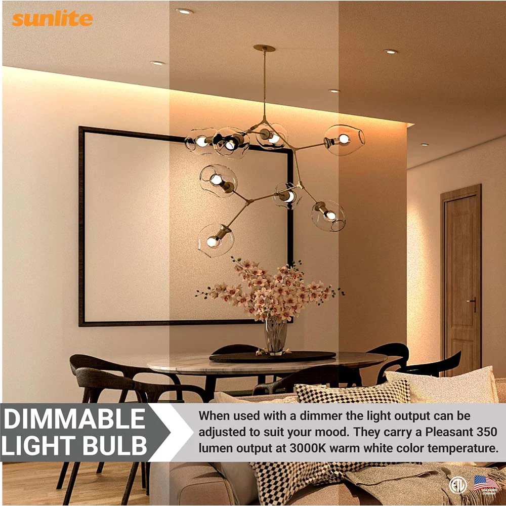 6Pk - Sunlite 7w LED G16.5 Frosted Globe E12 Base 3000K Bulb - 60W Equiv - Image 5