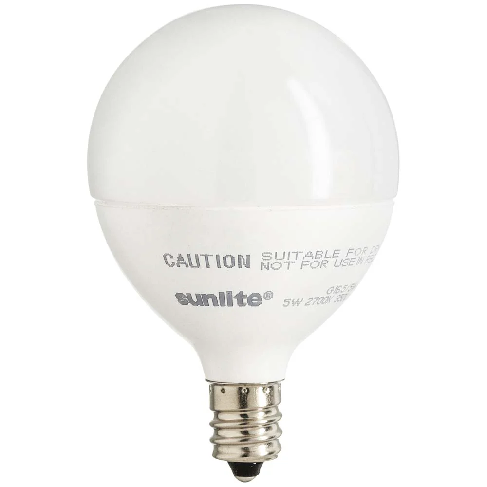 6Pk - Sunlite 7w LED G16.5 Frosted Globe E12 Base 4000K Bulb - 60W Equiv