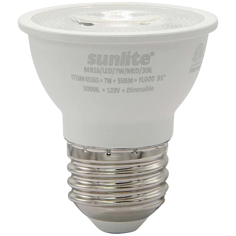 6Pk - Sunlite 7w LED PAR16 Short Neck E26 Base 3000K Bulb - 60W Equiv - Image 2