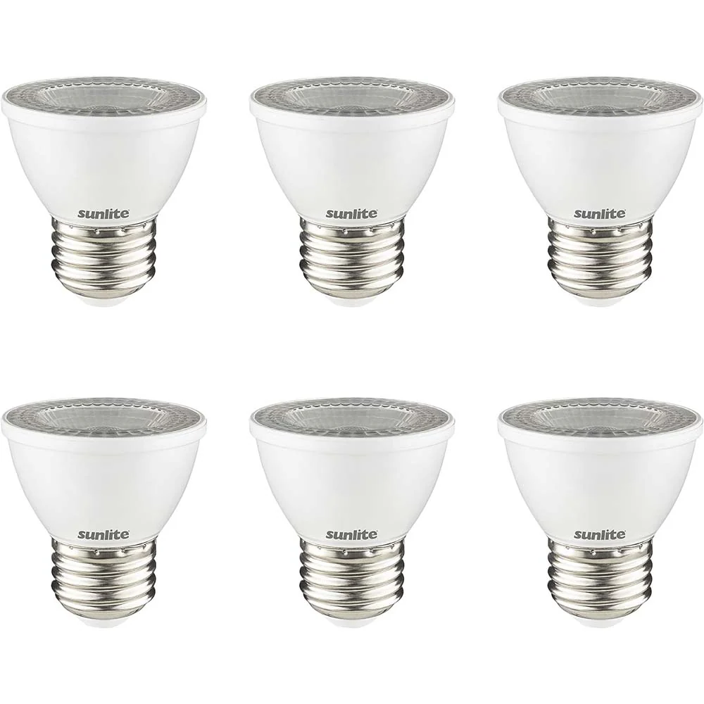 6Pk - Sunlite 7w LED PAR16 Short Neck SpotE26 Base 4000K Bulb - 60W Equiv