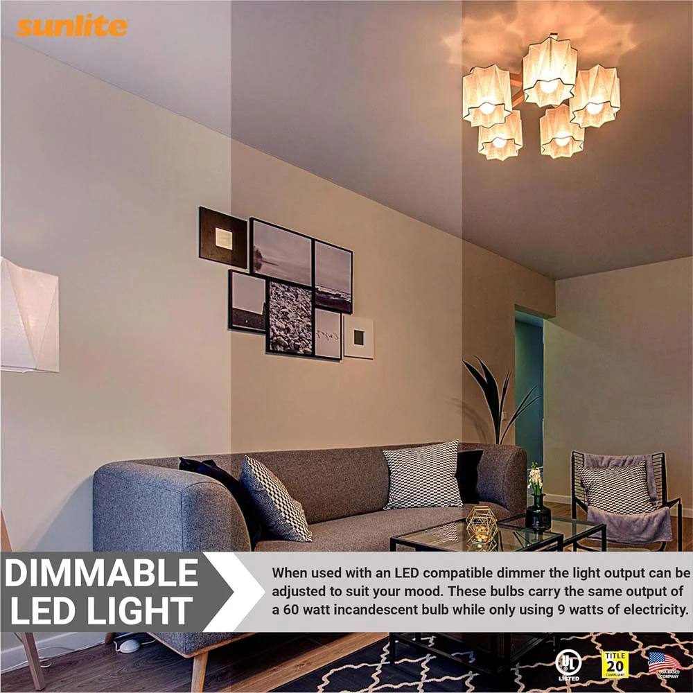 Sunlite 9w LED A19 Dimmable 3000K Warm White Bulb - 60W Equiv - Image 4