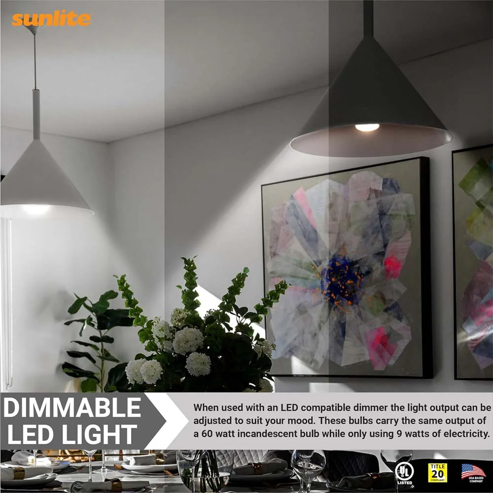 Sunlite 9w LED A19 Dimmable 4000K Cool White Bulb - 60W Equiv - Image 4