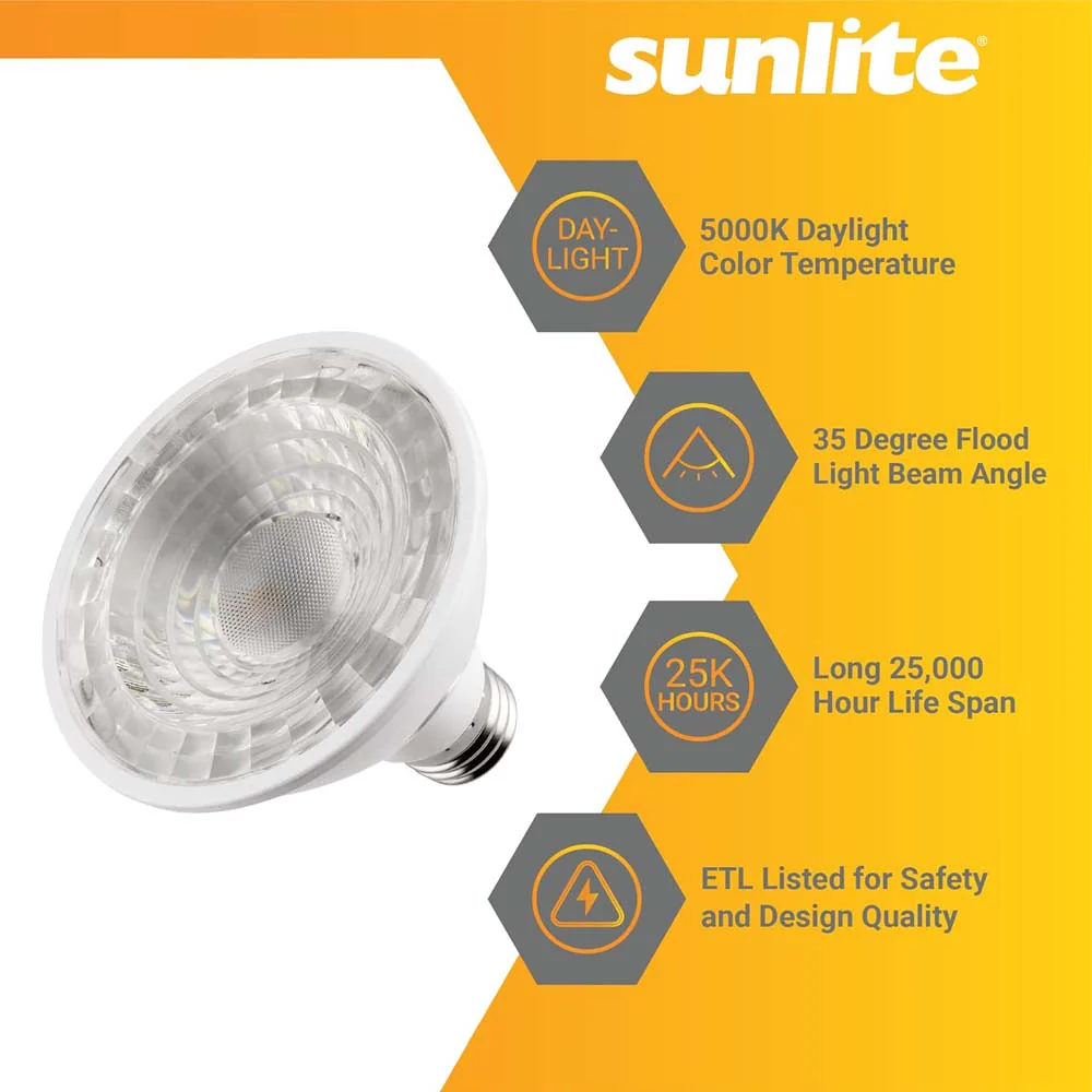 6Pk - Sunlite 9w LED Par30 Short Neck E26 Base Dimmable 5000k Bulb - 75W Equiv - Image 3