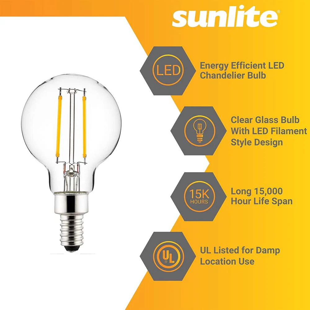 6Pk - Sunlite LED 2.5w G16.5 Globe E12 Base 5000K Bulb - 25W Equiv - Image 3
