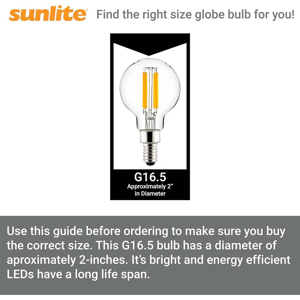 6Pk - Sunlite LED 2.5w G16.5 Globe E12 Base 5000K Bulb - 25W Equiv - Image 8