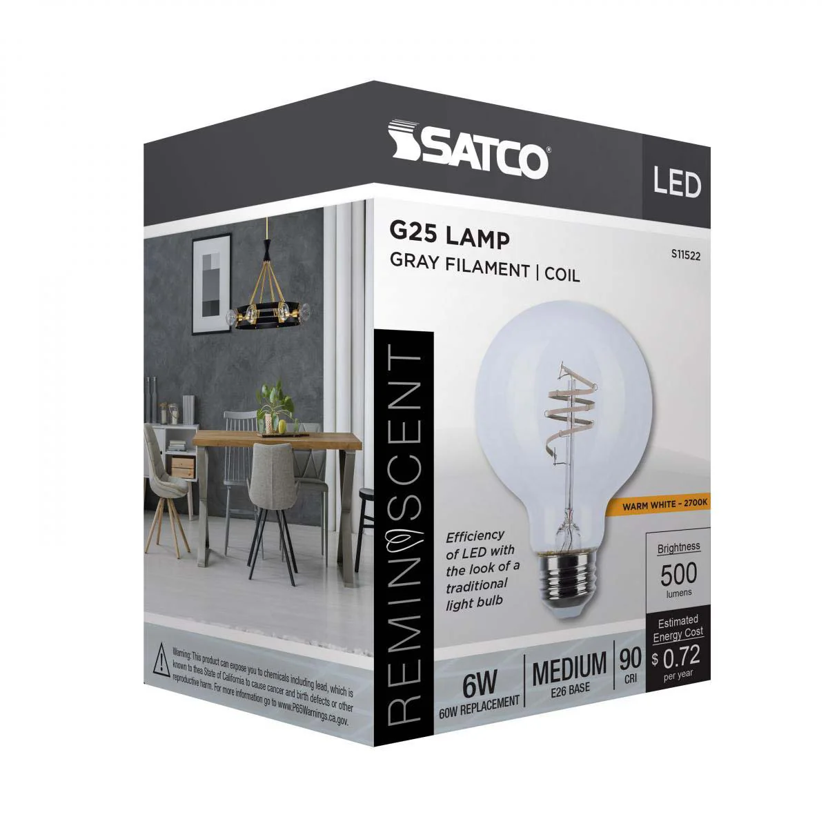 6w G25 LED Reminiscent Flex Gray Coil Filament E26 Base 2700K CCT Clear 120v - Image 7