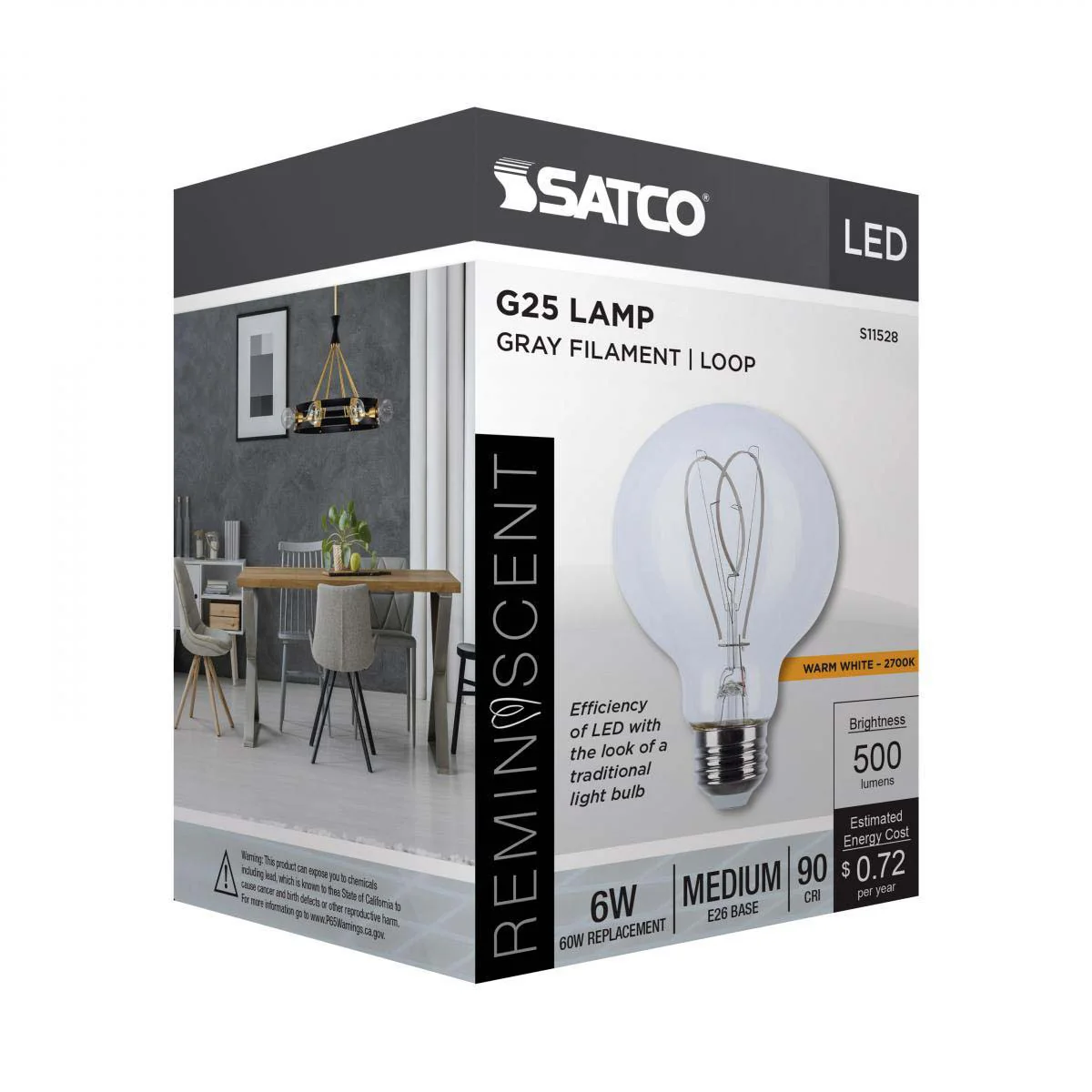 6w G25 LED Reminiscent Flex Gray Filament E26 Base 2700K CCT Clear 120v - Image 7