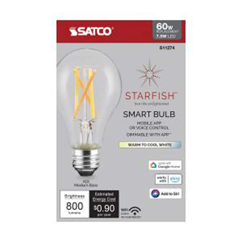 7.5W A19 LED T20 Starfish IOT Tunable White Clear 800 Lumens 120v - Image 5