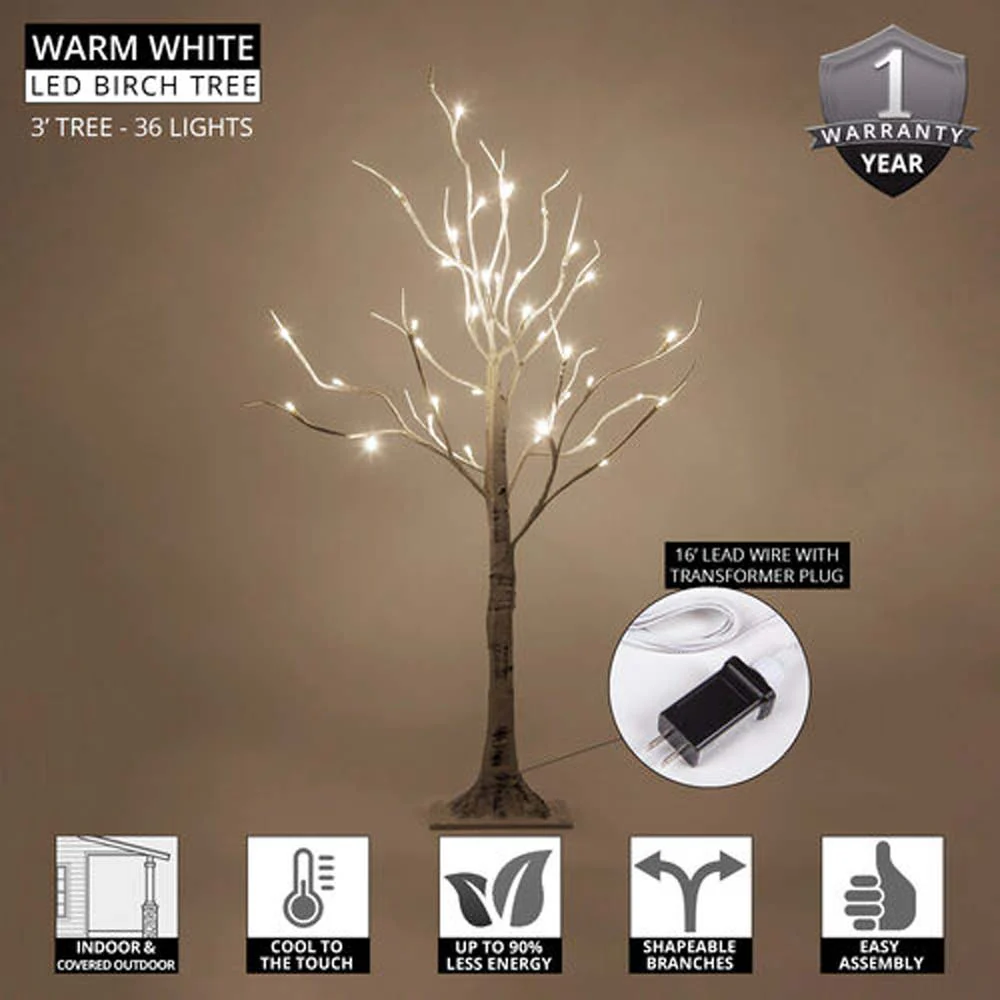 7-ft. Warm White LED Birch Tree - Image 2