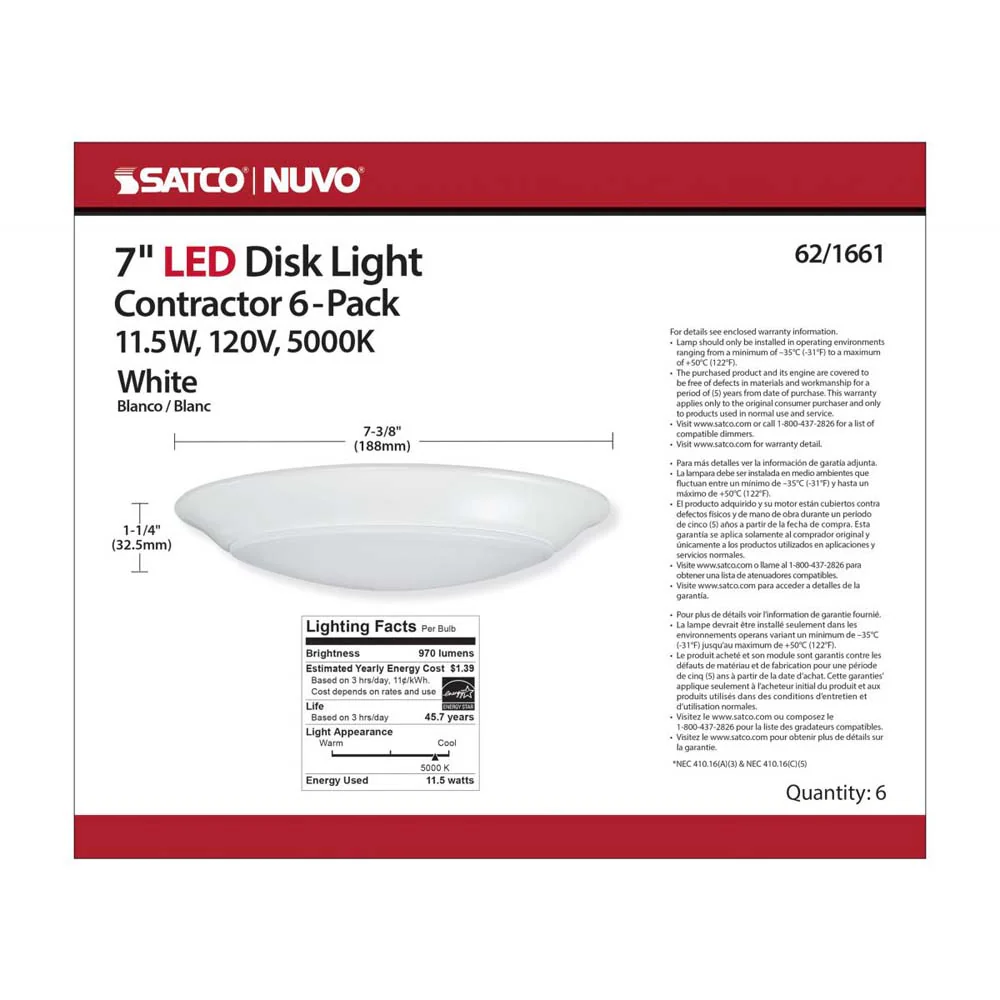 7-in LED Disk-Light 5000K 6 Unit Contractor Pack White Finish - Image 6