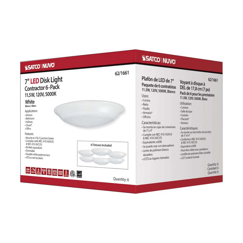 7-in LED Disk-Light 5000K 6 Unit Contractor Pack White Finish - Image 8
