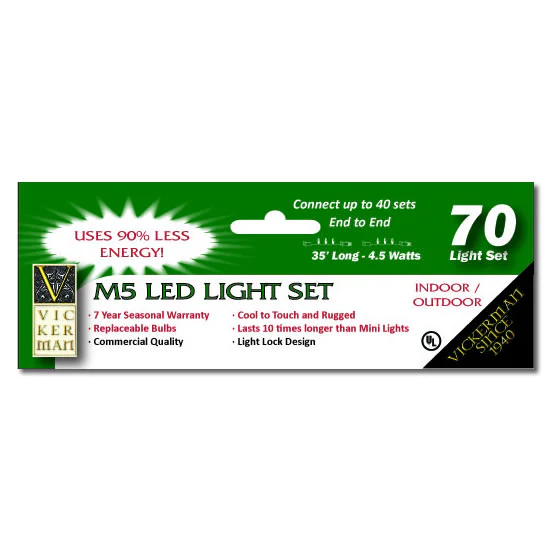 70 Blue LED Lights / Green Wire 9Ft. Icicle Christmas Light Set - Image 3