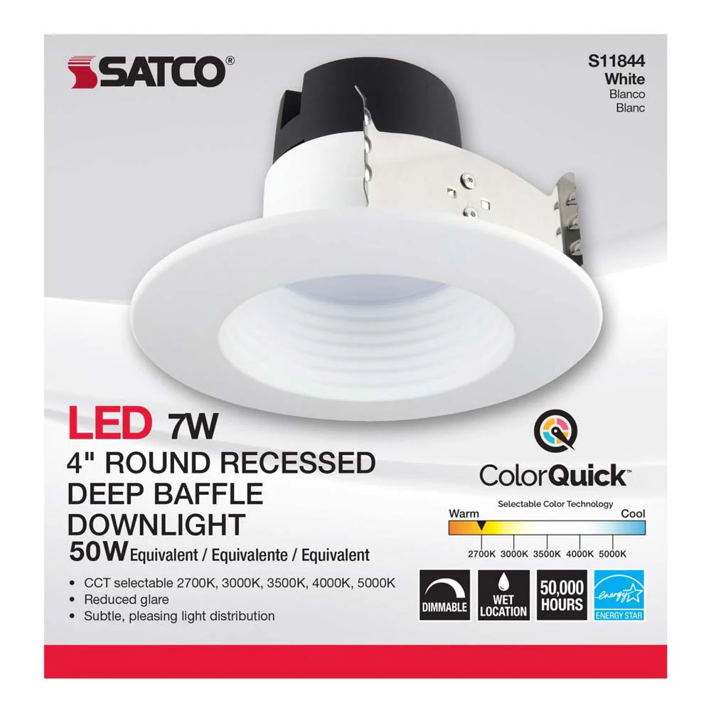 7w 4-in Deep Baffle CCT-Tunable Recessed LED Downlight - Image 6