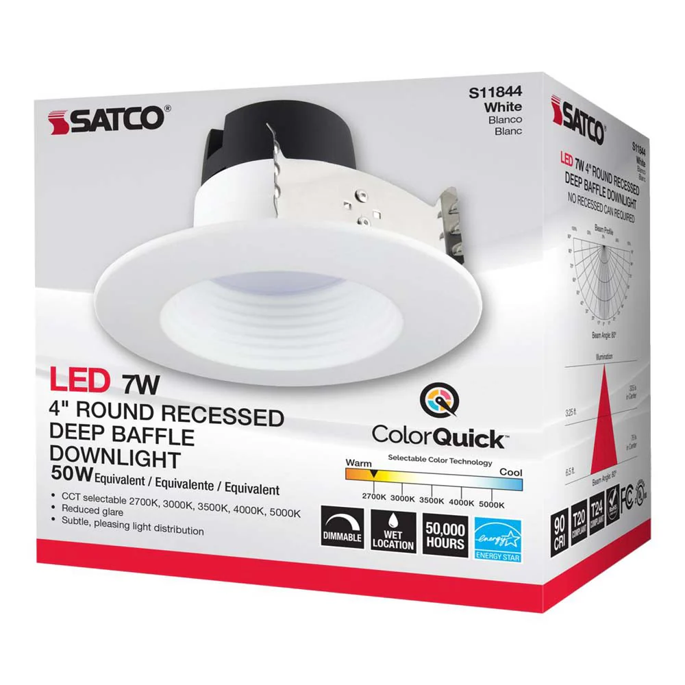 7w 4-in Deep Baffle CCT-Tunable Recessed LED Downlight - Image 8
