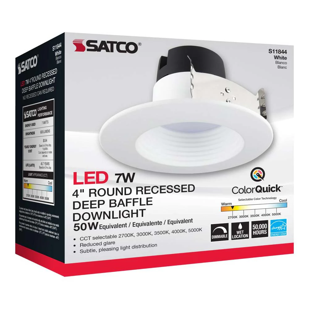 7w 4-in Deep Baffle CCT-Tunable Recessed LED Downlight - Image 9