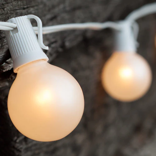 25 bulbs 7W G50 Transparent Pearl White E17 Intermediate Triple Dip Globe Light - Image 4