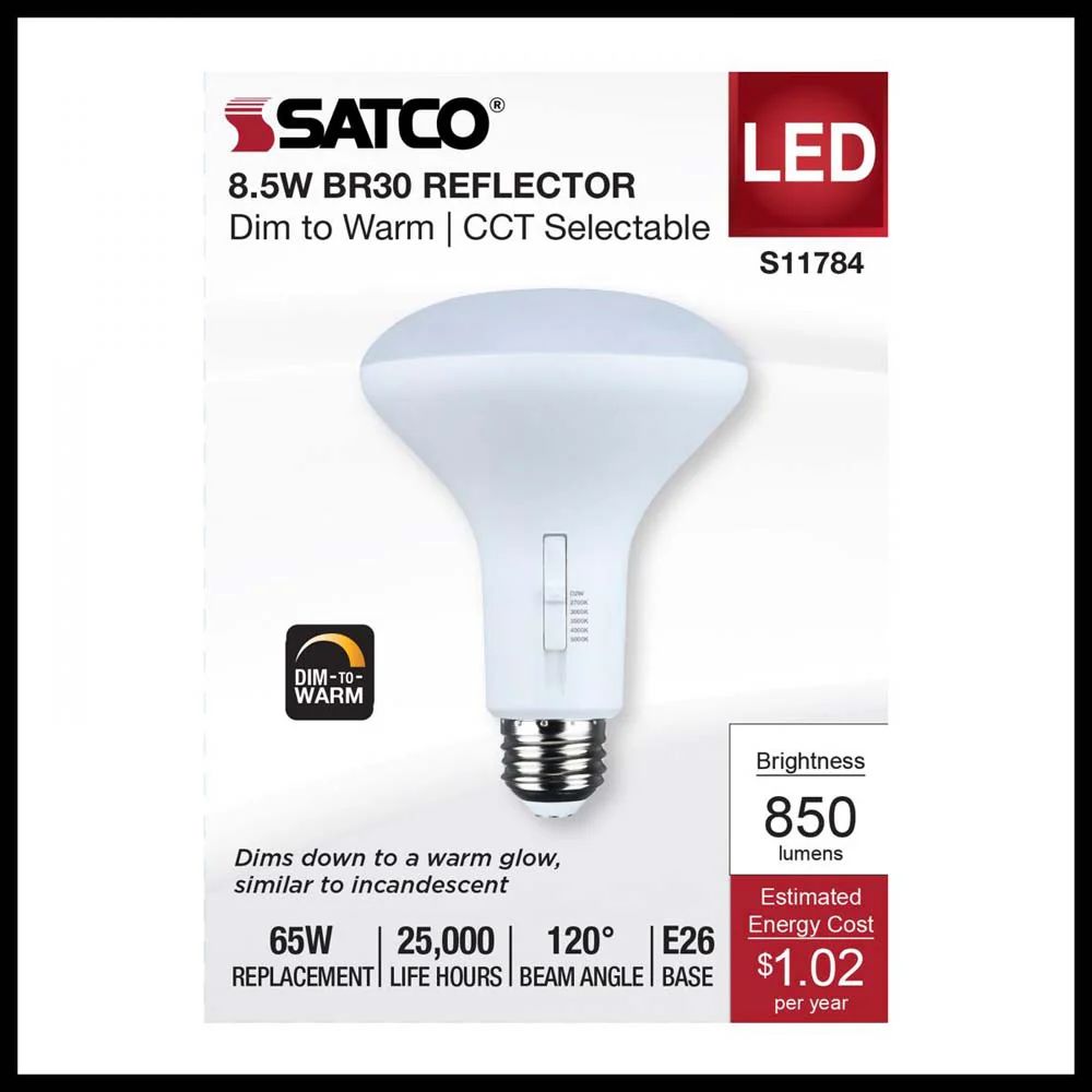8.5w BR30 LED Reflector Bulb CCT Selectable Warm White to Natural Light 120v - Image 2