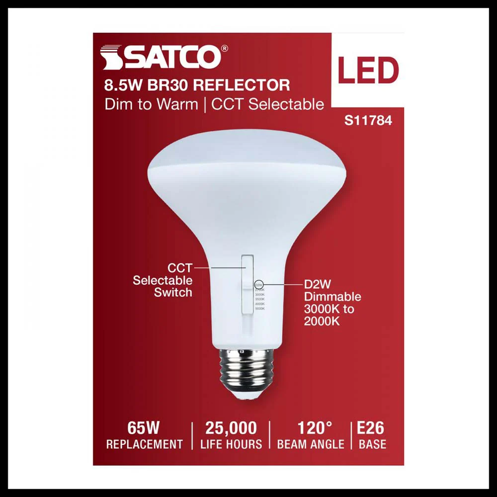 8.5w BR30 LED Reflector Bulb CCT Selectable Warm White to Natural Light 120v - Image 3