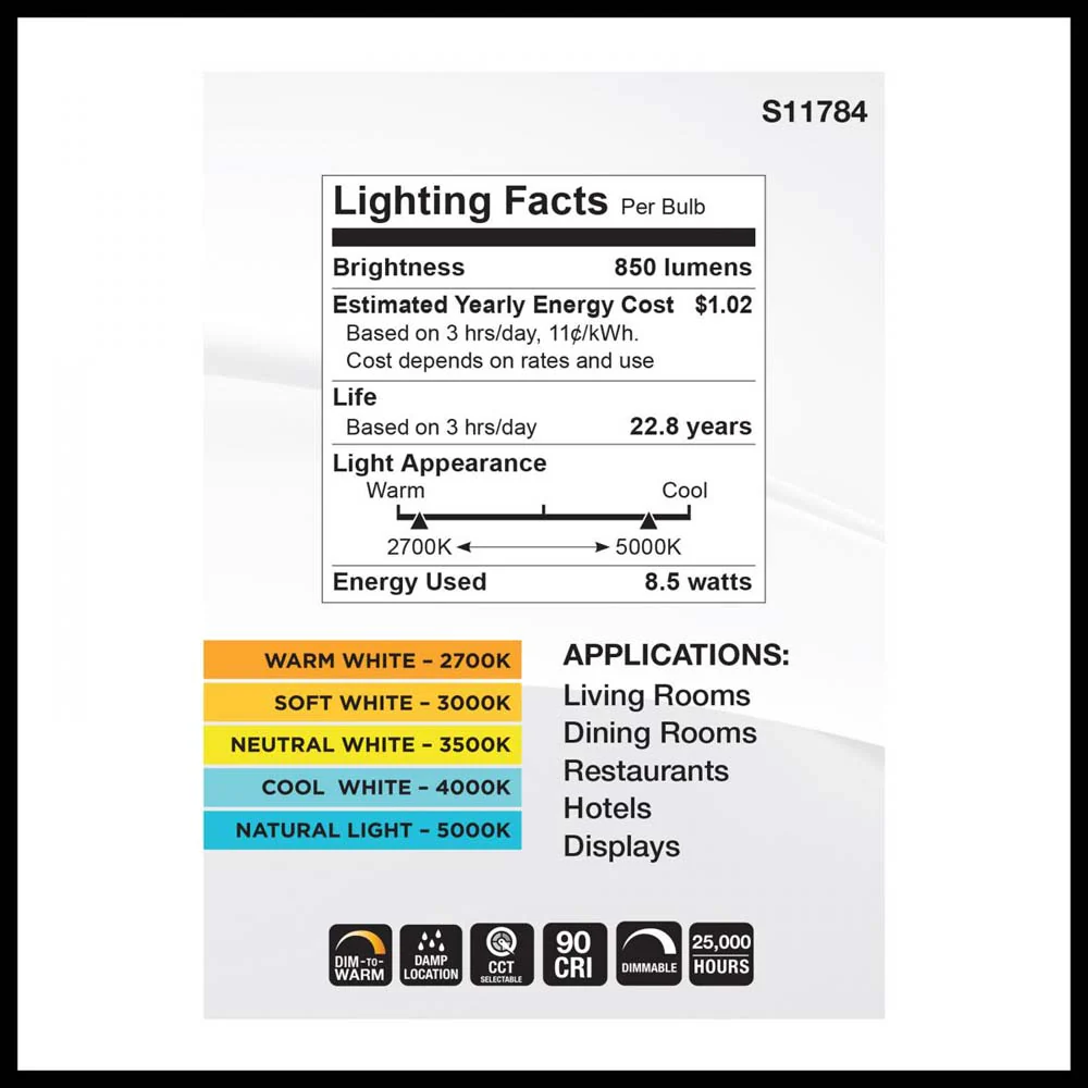 8.5w BR30 LED Reflector Bulb CCT Selectable Warm White to Natural Light 120v - Image 5