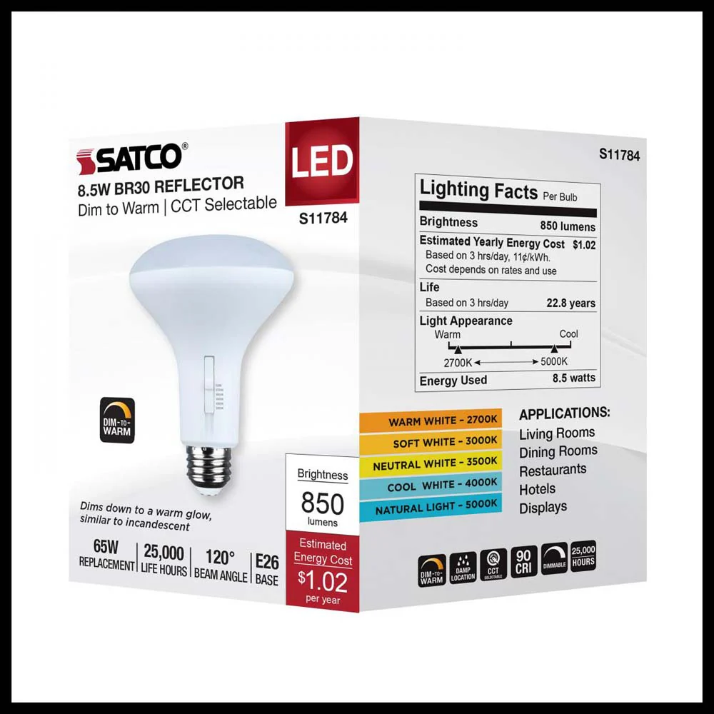 8.5w BR30 LED Reflector Bulb CCT Selectable Warm White to Natural Light 120v - Image 7