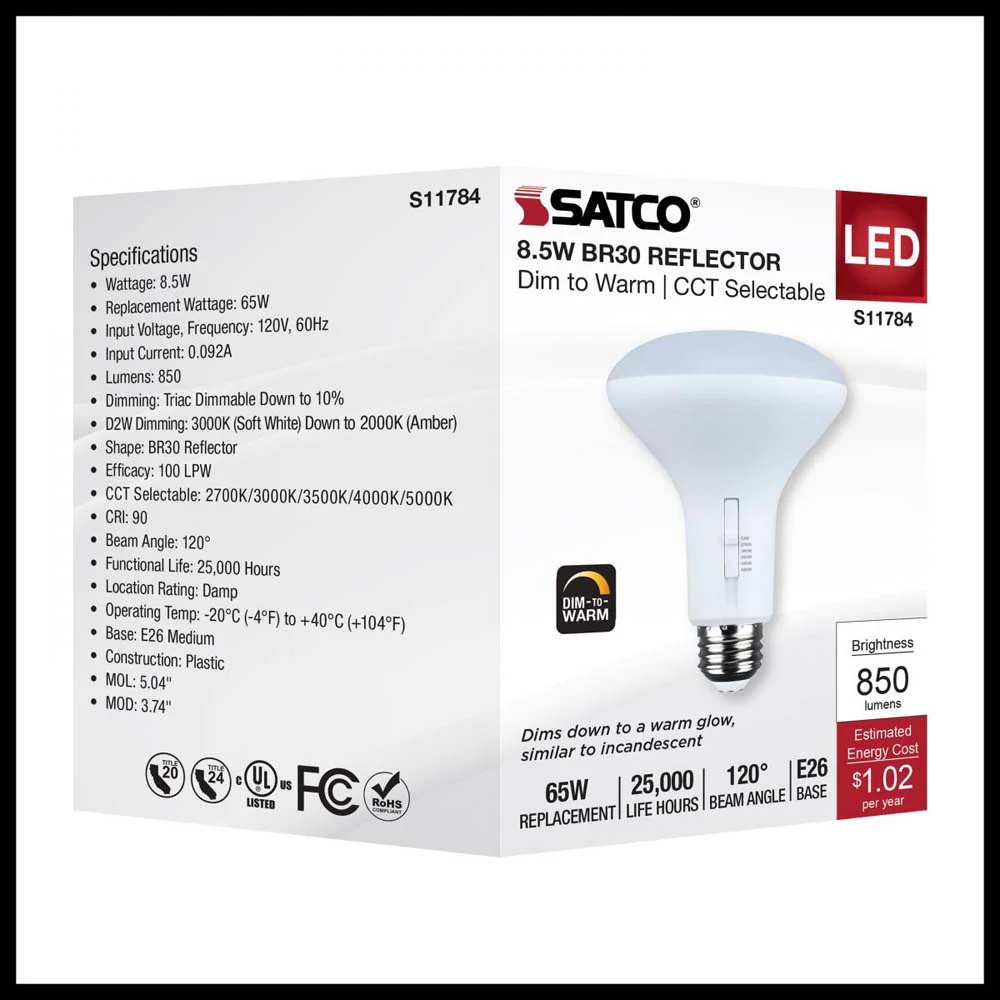 8.5w BR30 LED Reflector Bulb CCT Selectable Warm White to Natural Light 120v - Image 8