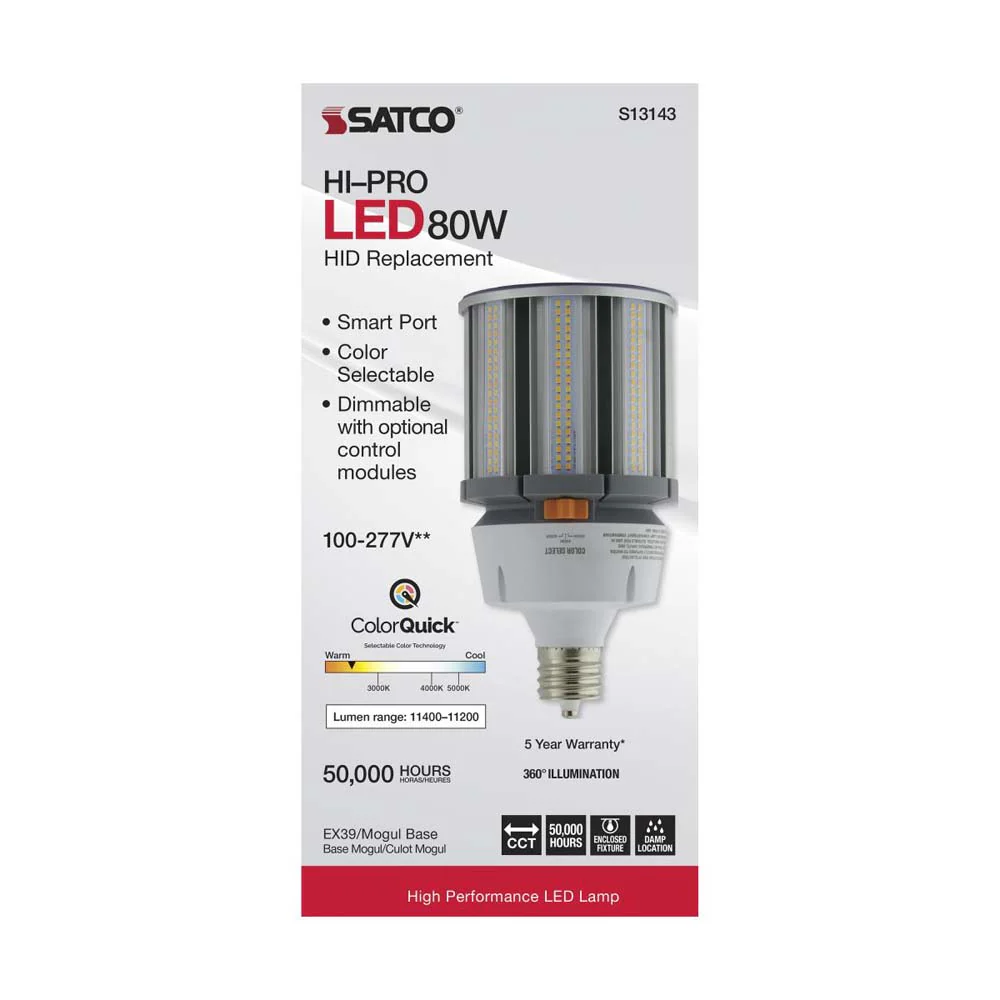 80W LED HID Replacement CCT Selectable Mogul extended base 100-277v - 400W equiv - Image 5