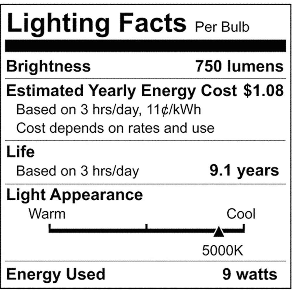8Pk - 9W A19 LED 5000K Non-Dimmable E26 Medium base 120v - 60w equiv - Image 6