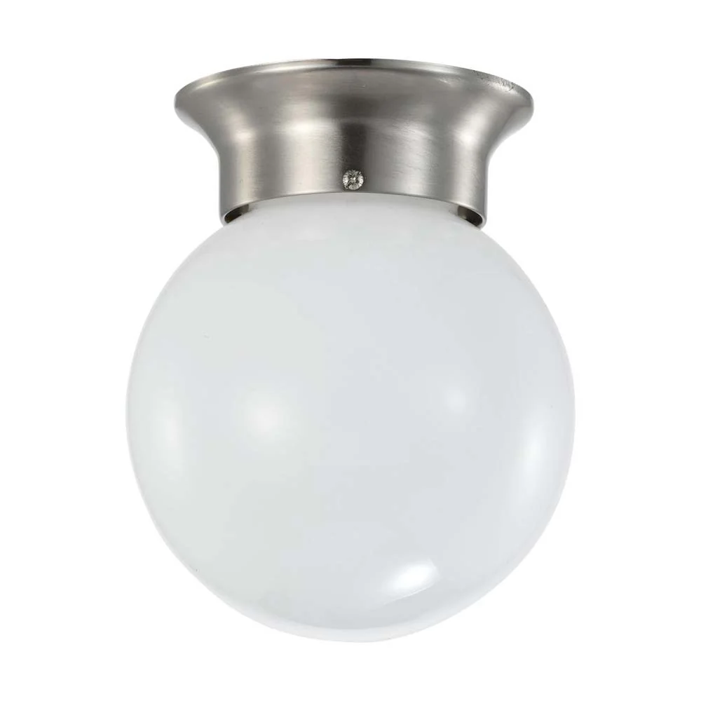 8w 6-in LED Flush Mount Fixture 3000K Dimmable Brushed Nickel Frosted Glass - Image 2