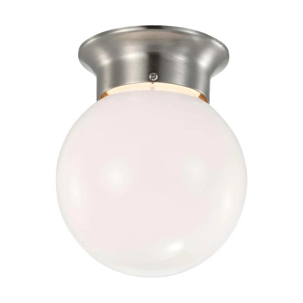 8w 6-in LED Flush Mount Fixture 3000K Dimmable Brushed Nickel Frosted Glass - Image 3