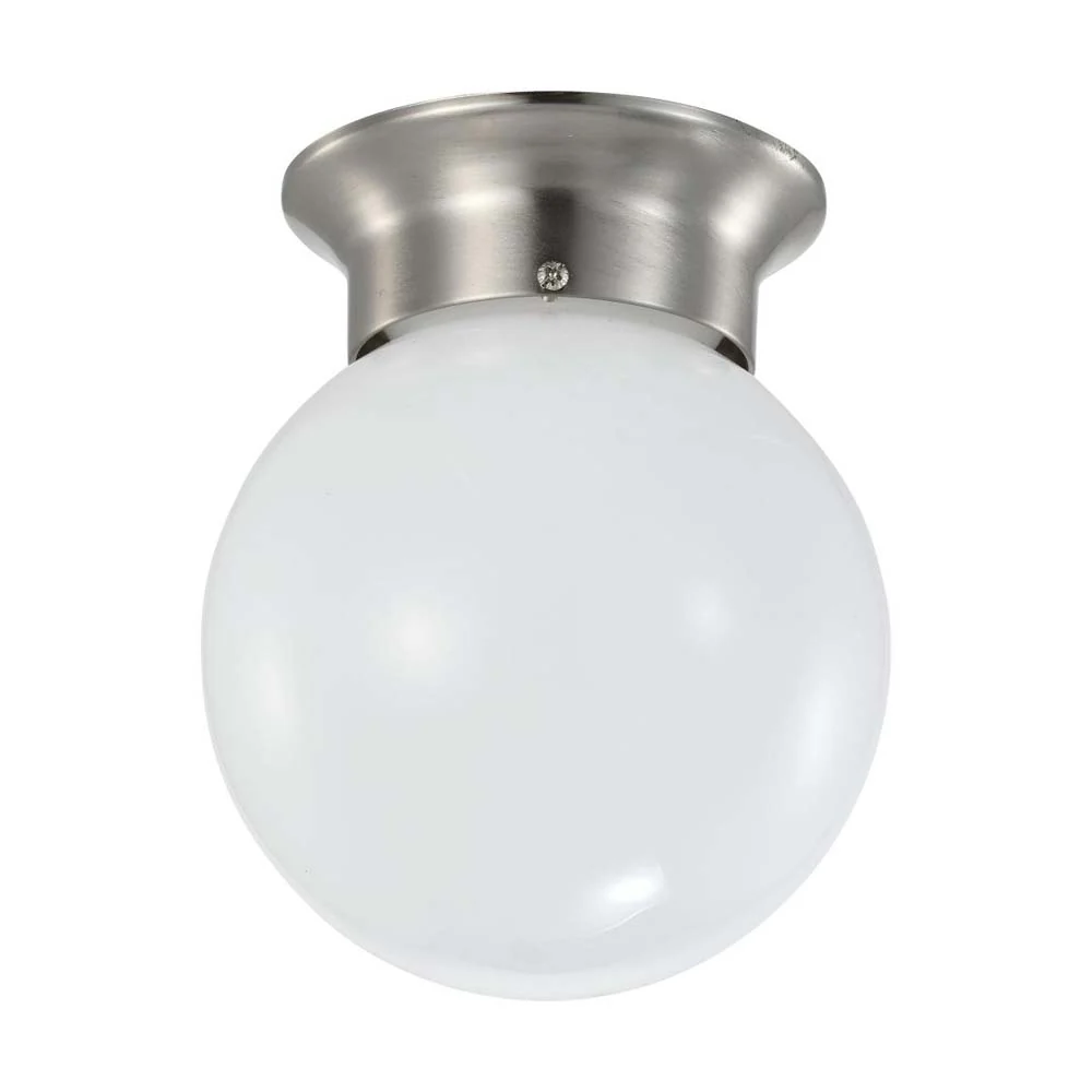 8w 6-in LED Flush Mount Fixture 3000K Dimmable Brushed Nickel Frosted Glass - Image 4