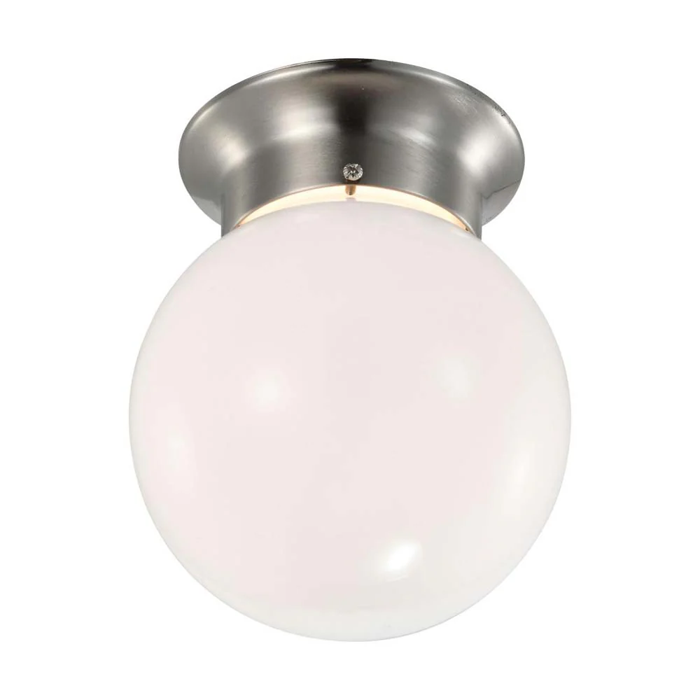 8w 6-in LED Flush Mount Fixture 3000K Dimmable Brushed Nickel Frosted Glass - Image 5