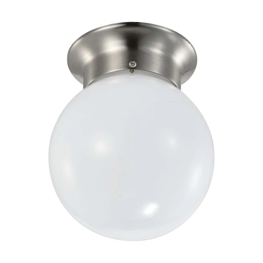 8w 6-in LED Flush Mount Fixture 3000K Dimmable Brushed Nickel Frosted Glass - Image 6