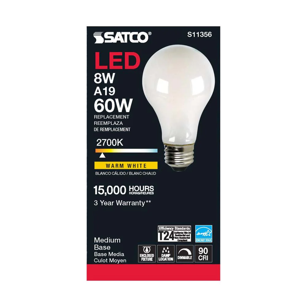 8W A19 LED Soft White 2700K Medium base 120v - Image 3