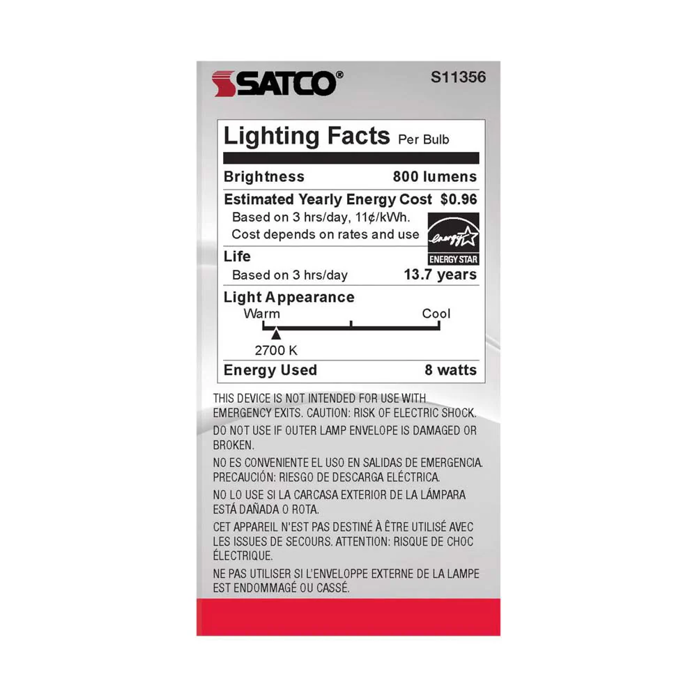 8W A19 LED Soft White 2700K Medium base 120v - Image 4