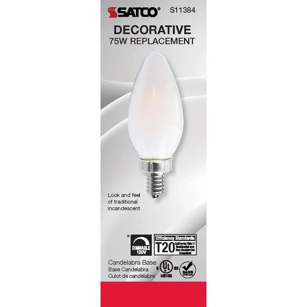 8W C11 LED Frosted Candelabra base 2700K - Image 3