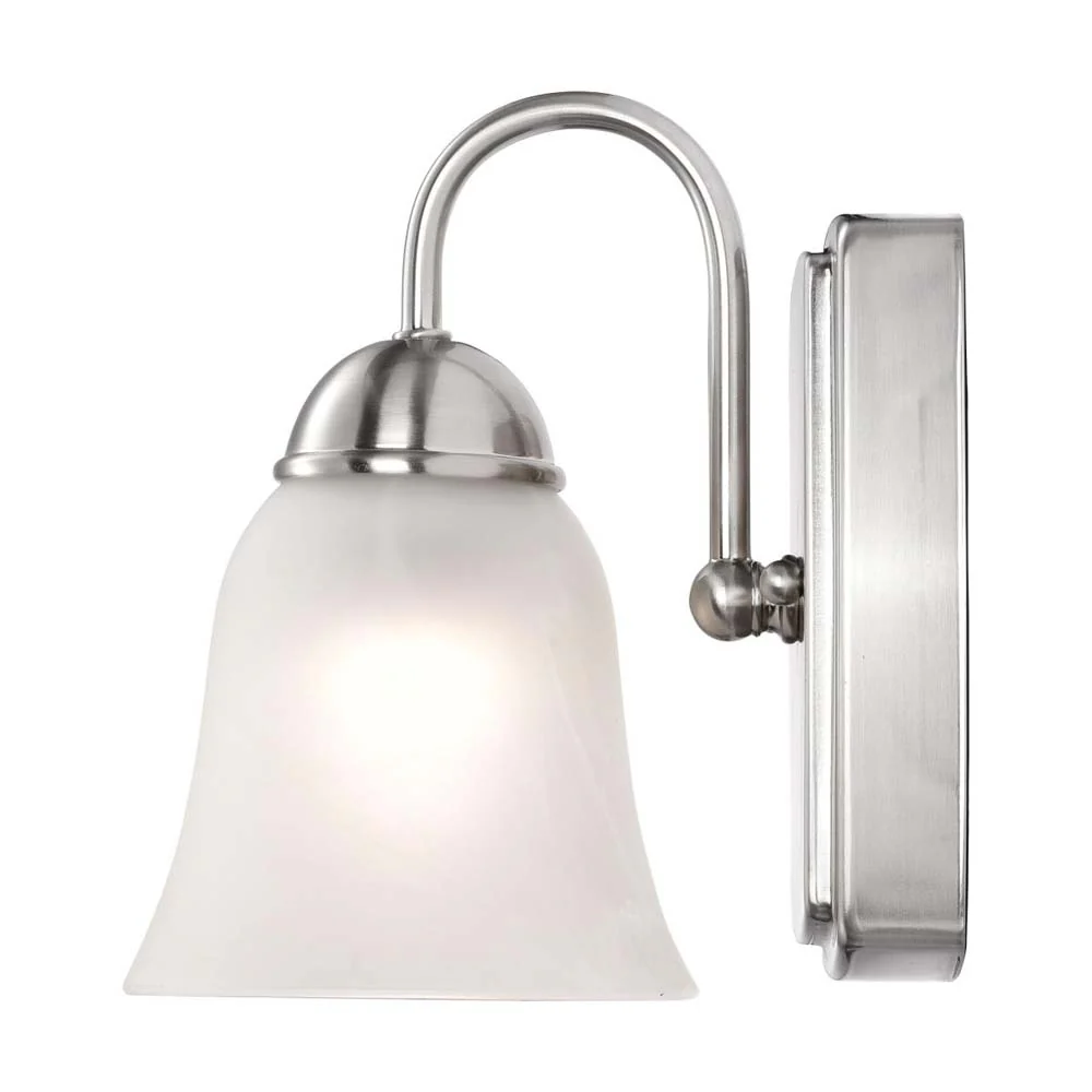 8w LED Vanity Fixture 3000K Brushed Nickel w/ Alabaster Glass - Image 2