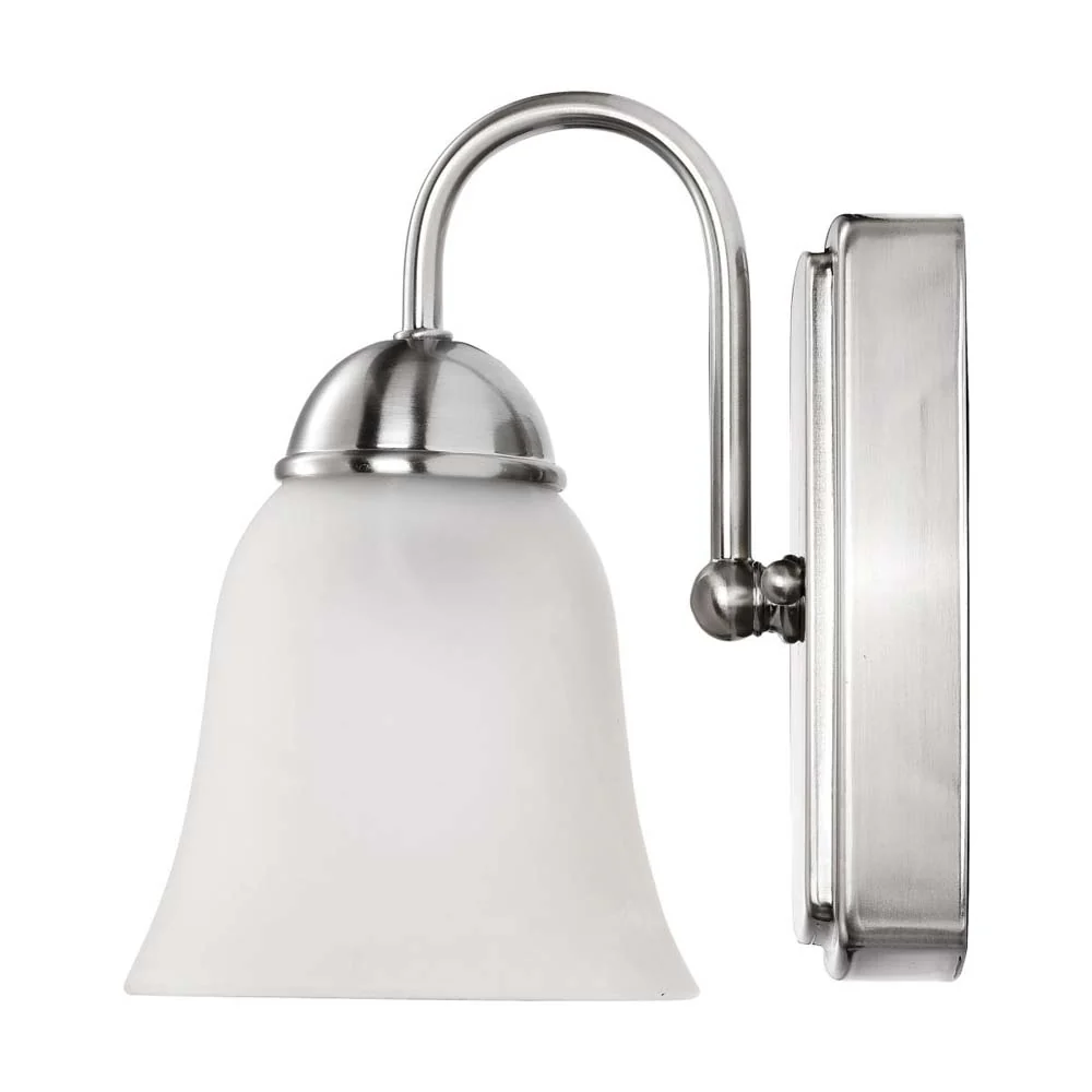 8w LED Vanity Fixture 3000K Brushed Nickel w/ Alabaster Glass - Image 3
