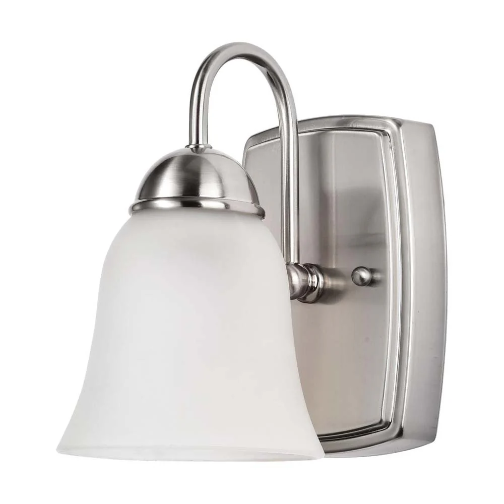 8w LED Vanity Fixture 3000K Brushed Nickel w/ Alabaster Glass - Image 5