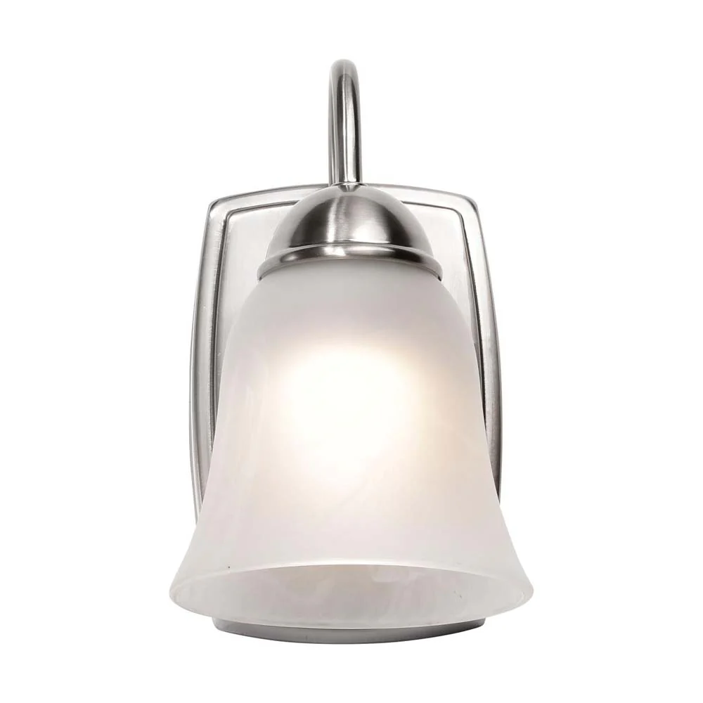 8w LED Vanity Fixture 3000K Brushed Nickel w/ Alabaster Glass - Image 6