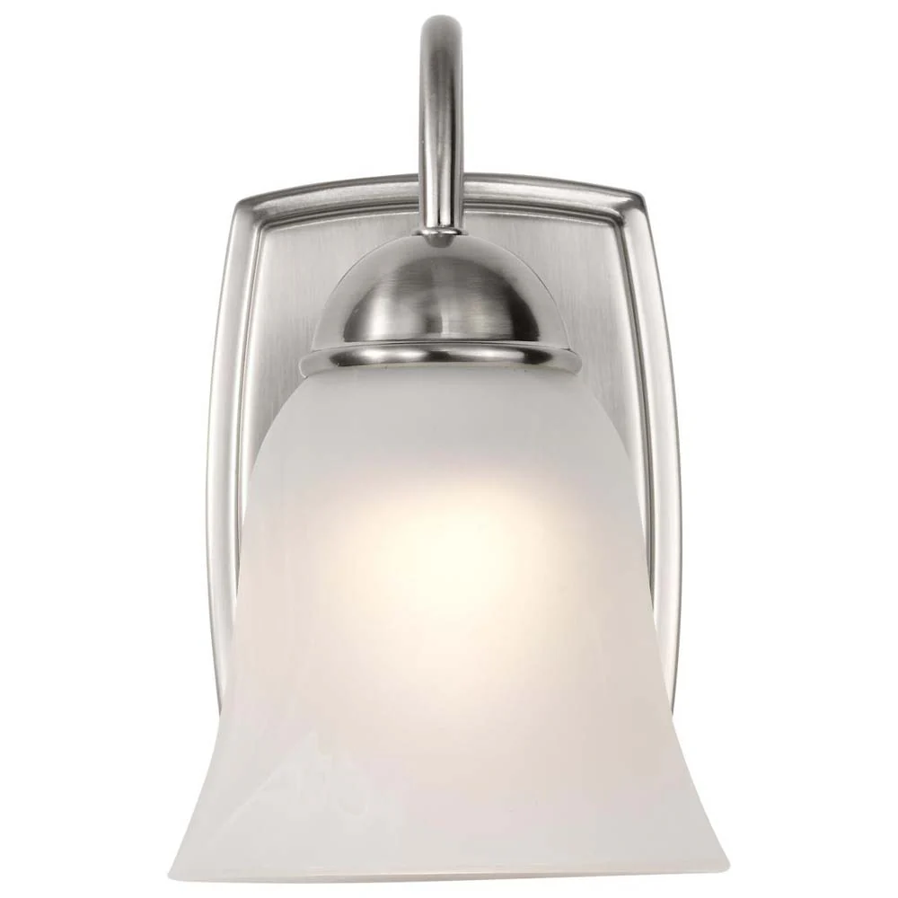 8w LED Vanity Fixture 3000K Brushed Nickel w/ Alabaster Glass w/ Switch - Image 3