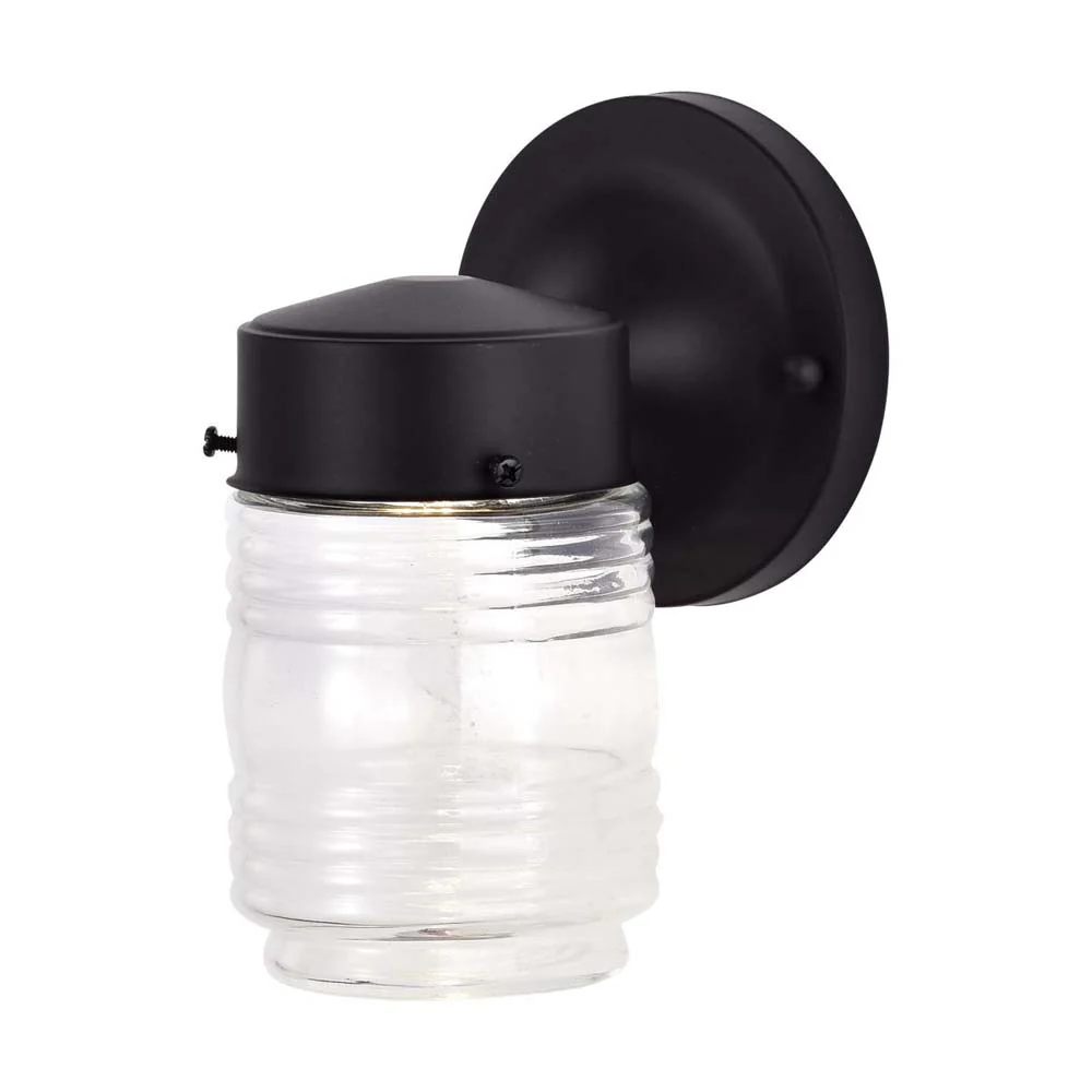 8w Porch Wall Mason Jar Fixture 3000K Black Finish w/ Clear Glass - Image 2