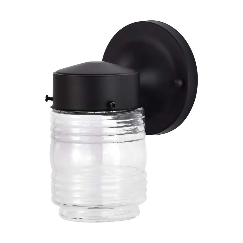 8w Porch Wall Mason Jar Fixture 3000K Black Finish w/ Clear Glass - Image 3