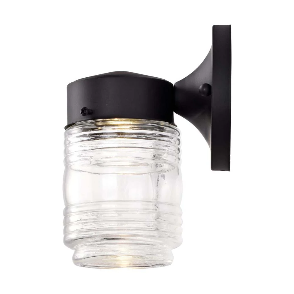 8w Porch Wall Mason Jar Fixture 3000K Black Finish w/ Clear Glass - Image 4