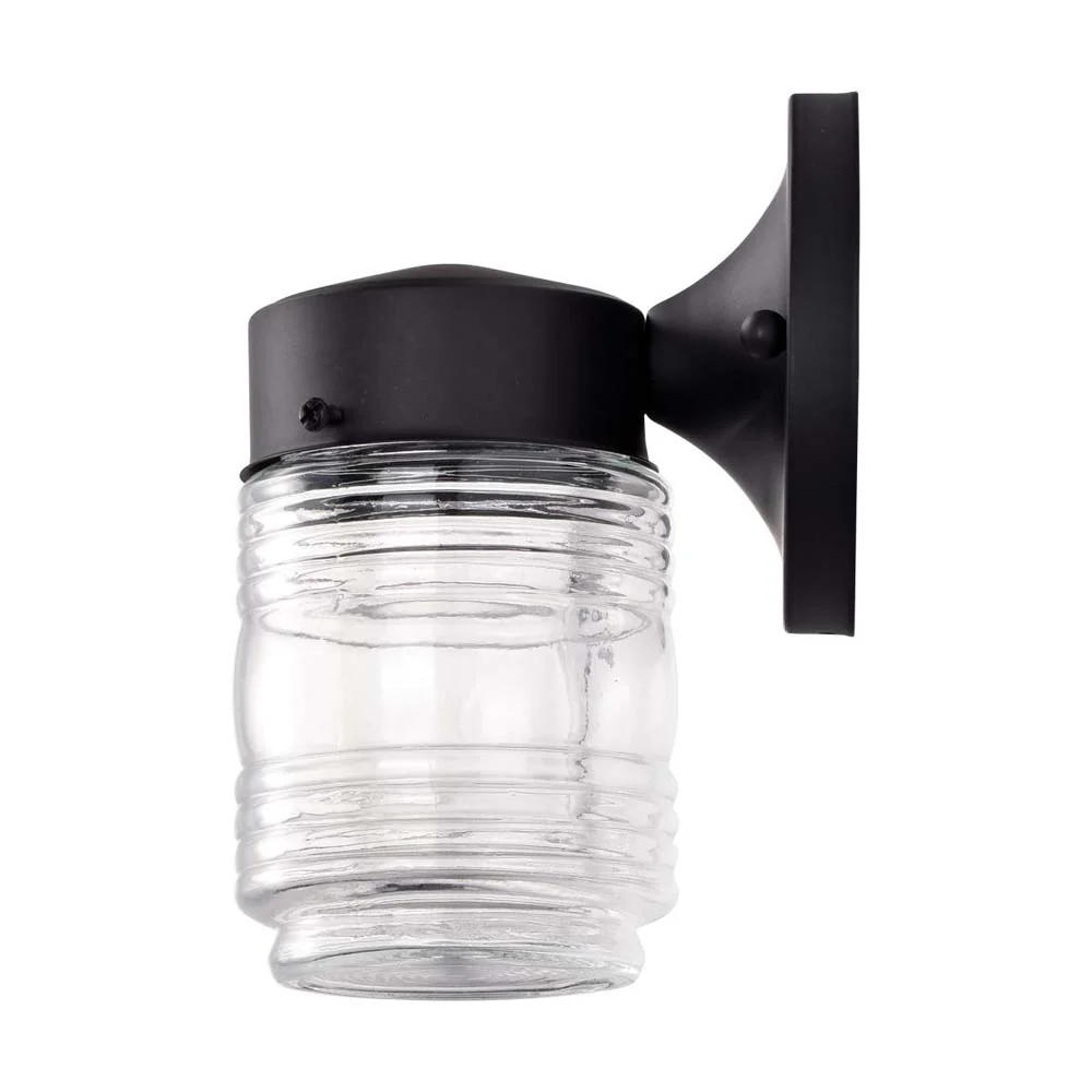 8w Porch Wall Mason Jar Fixture 3000K Black Finish w/ Clear Glass - Image 5