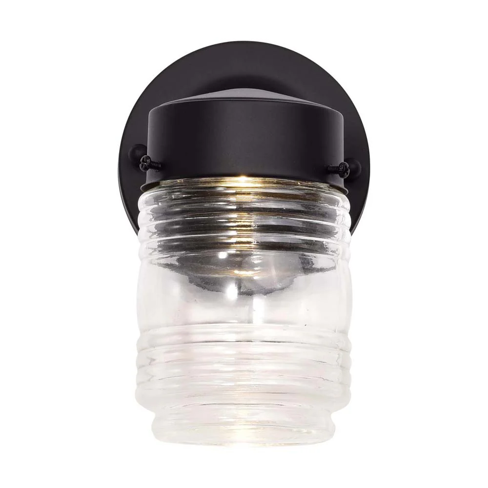 8w Porch Wall Mason Jar Fixture 3000K Black Finish w/ Clear Glass - Image 6